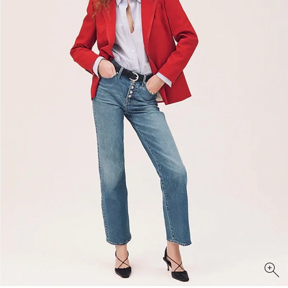 NWT, Tall J Crew Slim Wide Leg Jeans, Medium Wash, Button Fly, 31 Tall, 30” IS